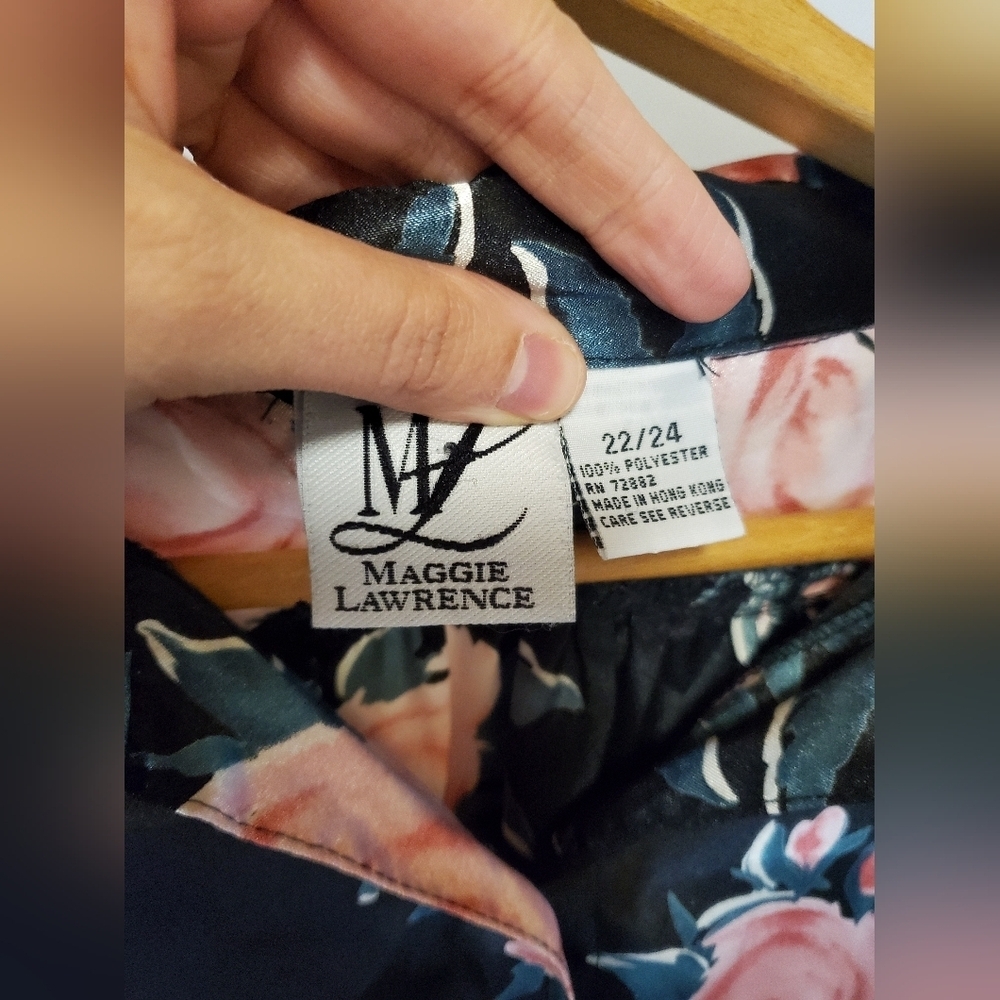 Black Floral Button Down Pajama Shirt - Picture 3 of 9